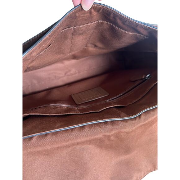 Coach Hudson Messenger Bag in Colorblock Terracotta Khaki Signature Leather - Picture 15 of 16